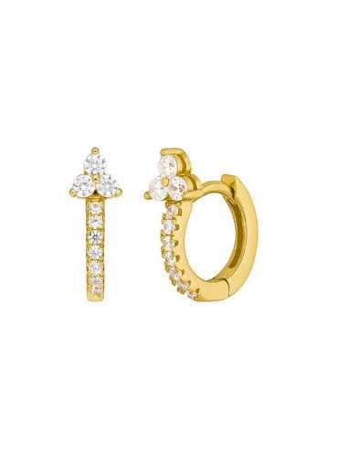 Pendientes para Mujer Hoop con Flor de Circonitas en Plata de Ley Bañada en Oro 18k - Marea D02101/CH