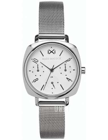 Reloj para Mujer de Acero con Correa de Malla Plateada y Esfera Blanca - Mark Maddox MM0100-15