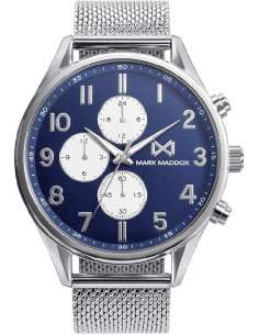 Reloj para Hombre Cronógrafo con Esfera Azul y Correa de Malla de Acero - Mark Maddox HC0107-35