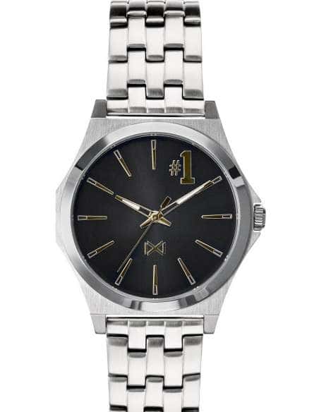 Reloj para Hombre Acero Plateado con Esfera Negra y Detalles Dorados - Mark Maddox HM7107-57