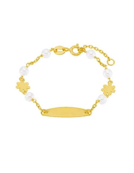 Pulsera esclava para Niña de Plata con Perlas y Flores - Marea D03403/AF