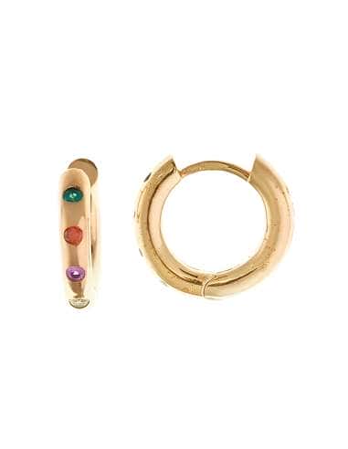 Pendientes para Mujer de plata Aro de plata bañada en oro con circonitas de colores -Salvatore 136A0695