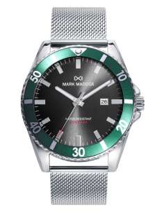 Reloj para Hombre en Acero con Correa Mesh y Bisel Verde - Mark Maddox HM0139-57