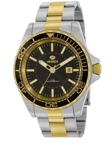 Reloj para Hombre Bicolor en Acero con Esfera Negra y Bisel Dorado - Marea B36181/4