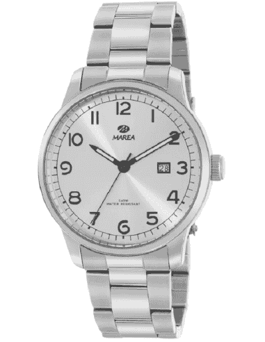 Reloj para Hombre de Acero con Esfera Plateada y Calendario - Marea B36192/2