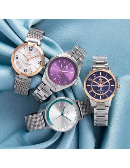 Reloj para Mujer de Acero Plateado con Esfera Morada y Detalles de Cristal - Marea B41330/3