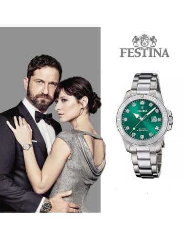 Reloj para Mujer de Acero Inoxidable con Esfera Verde y Circonitas - Festina F20503/7