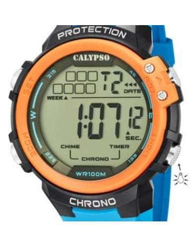 Reloj para Hombre Digital Deportivo Azul y Naranja 100M - Calypso K5817/2