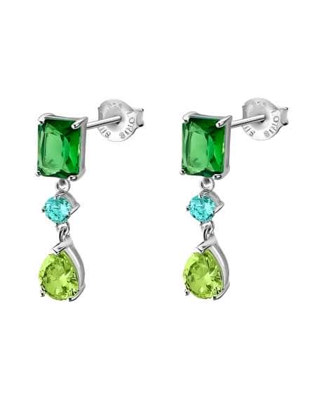 Pendientes para Mujer de plata colgantes circonitas verdes y aguamarinas - Lotus LP3566-4/3