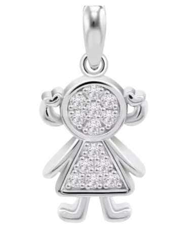 Collar para mujer de plata con forma de niña y circonitas Mother's Love - Lotus LP3758-1/1