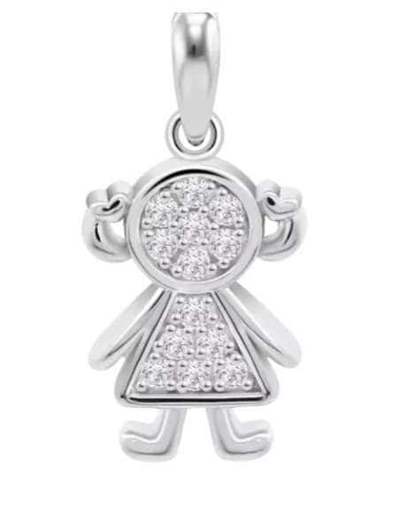 Collar para mujer de plata con forma de niña y circonitas Mother's Love - Lotus LP3758-1/1