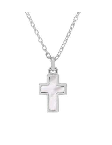 Collar para niña Cruz de Plata y Nacar - Marea D03307/AV