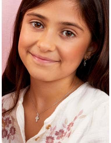 Collar para niña Cruz de Plata y Nacar - Marea D03307/AV