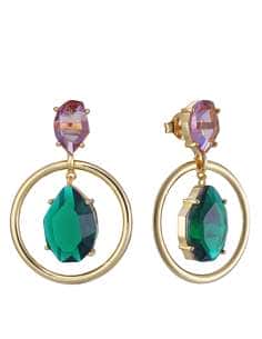 Pendientes para Mujer de Plata Aro Bañado en Oro con Cristales Rosa y Verde - Viceroy 13166E100-59