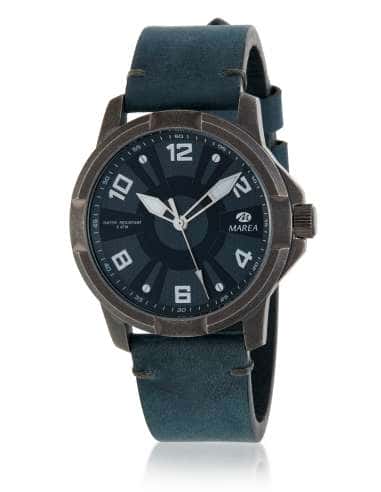 Reloj para Hombre Deportivo con Caja Efecto Envejecido, Esfera Azul y Correa de Piel - Marea B21190/2