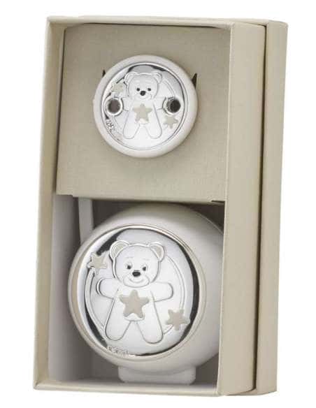 Set Infantil Portachupetes con Pinza Oso Blanco - Eventi EV3534/01B