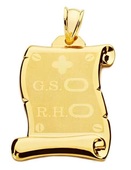 Colgante Pergamino de Oro Alerta Médica - Oro Amarillo 18K