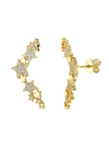 Pendientes para Mujer Estrellas en Plata de Ley Dorada con Circonitas - Salvatore 195A0144