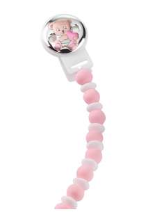 Pinza Infantil Chupete con Bolas de Silicona para Morder Oso corazón Rosa - Valenti 75064RA