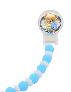 Pinza Infantil Chupete con Bolas de Silicona para Morder Oso corazón Rosa - Valenti 75064C