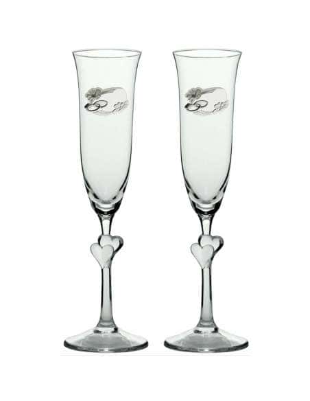 Copas para Boda con Alianzas y Pies con Corazones - Global Argenti GA4222A