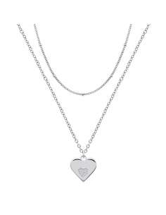 Collar para Mujer de plata Doble Cadena con Colgante de Corazón circonitas - Lotus LP3604-1/1