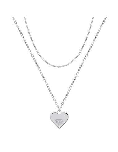 Collar para Mujer de plata Doble Cadena con Colgante de Corazón circonitas - Lotus LP3604-1/1