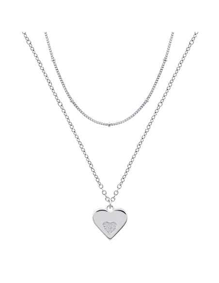 Collar para Mujer de plata Doble Cadena con Colgante de Corazón circonitas - Lotus LP3604-1/1