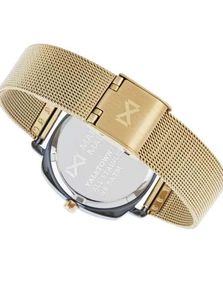 Reloj para Mujer de Acero con Correa de Malla Dorada y Esfera Negra con Corona - Mark Maddox MM0101-55