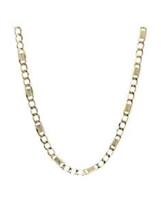 Cadena Caballero eslabon Barbada con Placa Tallada 3x1 - Oro Amarillo 18k