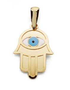 Colgante Mano de Fátima con Ojo Turco de Oro - Oro Amarillo 18K