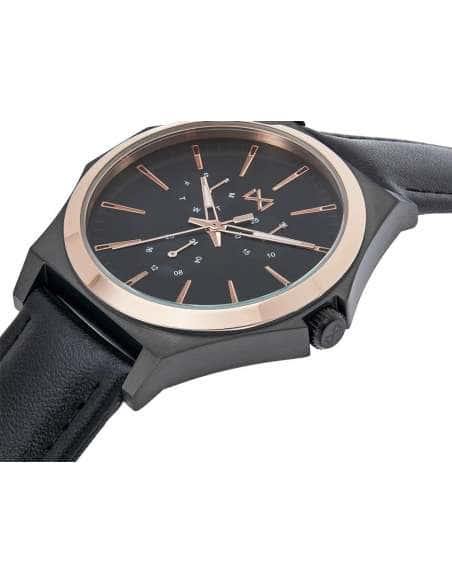 Reloj para Hombre Multifunción con Bisel Rosado, Esfera Negra y Correa de Piel - Mark Maddox HC7102-57