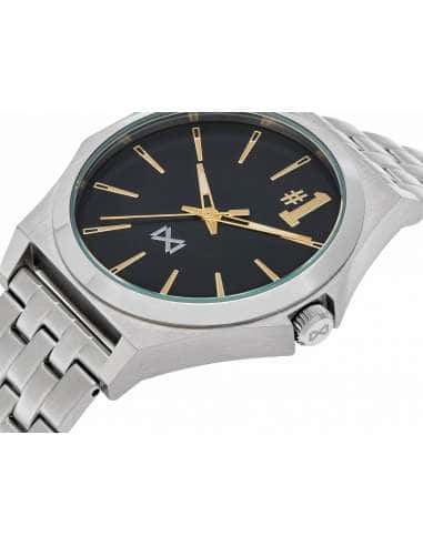 Reloj para Hombre Acero Plateado con Esfera Negra y Detalles Dorados - Mark Maddox HM7107-57