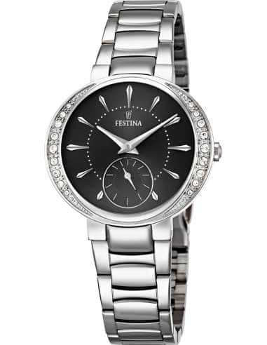 Reloj para Mujer de Acero con Bisel de Circonitas y Esfera Negra - Festina F16909/2