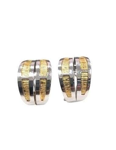 Pendientes para Mujer oro Bicolor con grabado en Mate - Oro Blanco y Amarillo 18K
