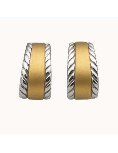 Pendientes para Mujer oro Bicolor con acabado en Mate - Oro Blanco y Amarillo 18K