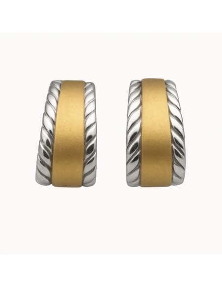 Pendientes para Mujer oro Bicolor con acabado en Mate - Oro Blanco y Amarillo 18K