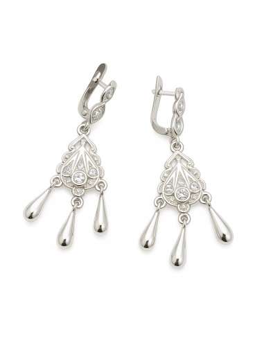 Pendientes para Mujer en oro Blanco Cordobeses con circonitas - Oro Amarillo 18K