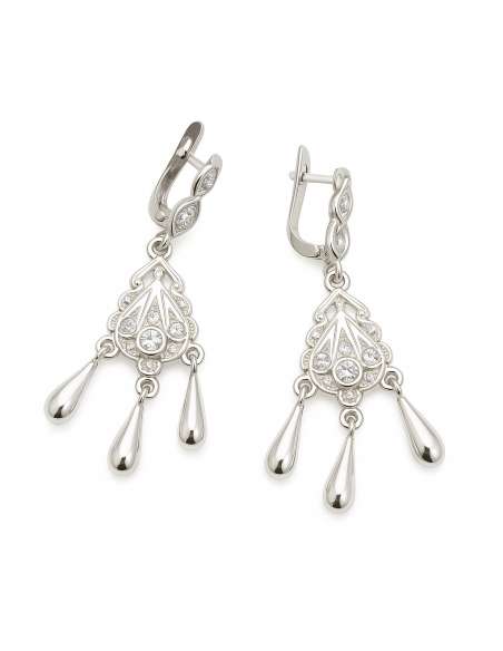 Pendientes para Mujer en oro Blanco Cordobeses con circonitas - Oro Amarillo 18K