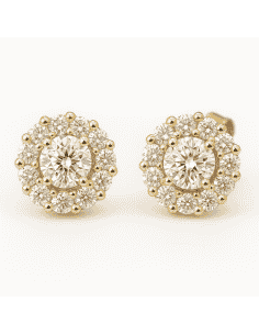 Pendientes para mujer Rosetón circonitas - Oro amarillo 18k