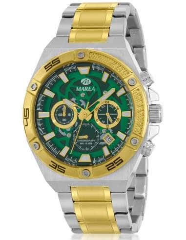 Reloj para Hombre Cronógrafo de Acero Bicolor con Esfera Verde y Detalles Dorados- Marea B35374/4