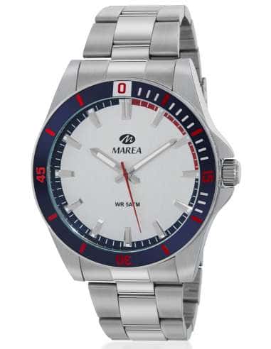 Reloj para Hombre de Acero con Esfera Plateada y Detalles en Azul y Rojo - Marea B35352/2