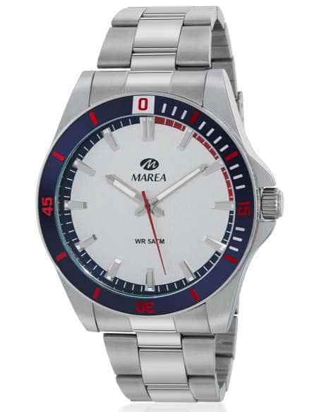 Reloj para Hombre de Acero con Esfera Plateada y Detalles en Azul y Rojo - Marea B35352/2