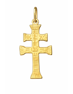 Colgante Cruz Caravaca de Oro sin Angeles - Oro Amarillo 18K
