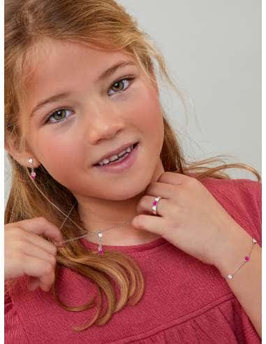 Pendientes para Niña de plata con esmalte en tonos rosa, fucsia y blanco - Marea D03601/AM
