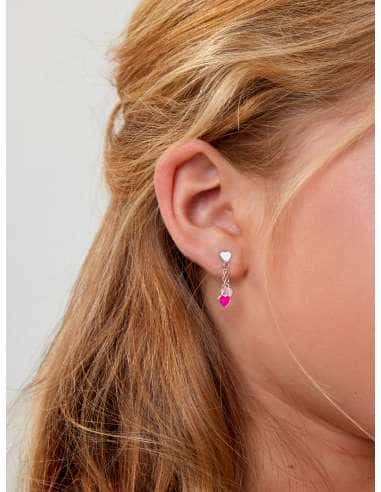 Pendientes para Niña de plata con esmalte en tonos rosa, fucsia y blanco - Marea D03601/AM