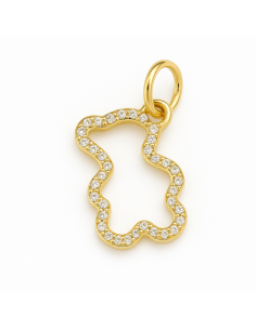 Colgante en oro con forma de silueta calada de Oso y  circonitas - Oro Amarillo 18K