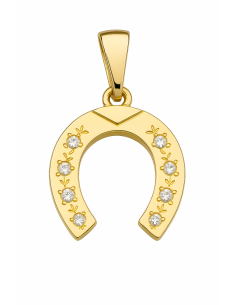 Colgante en oro Herradura de la suerte con 7 circonitas - Oro Amarillo 18K