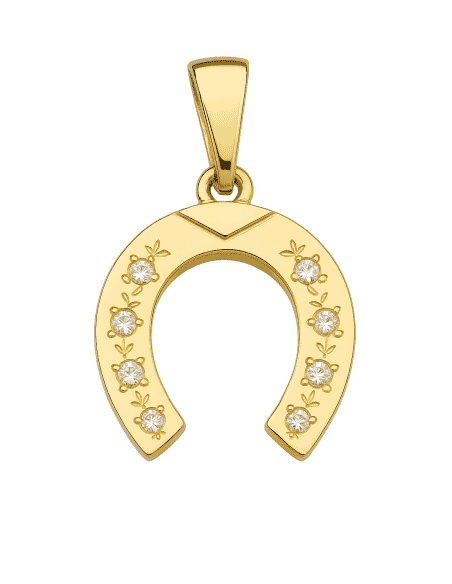 Colgante en oro Herradura de la suerte con 7 circonitas - Oro Amarillo 18K
