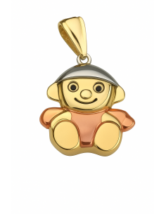 Colgante en Oro  Muñeco Infantil con esmalte de color - Oro Amarillo 18K